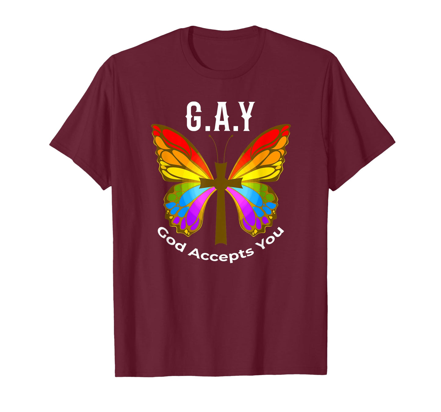 God Accepts You Gay Christian Pride Flag Rainbow Butterfly T-Shirt