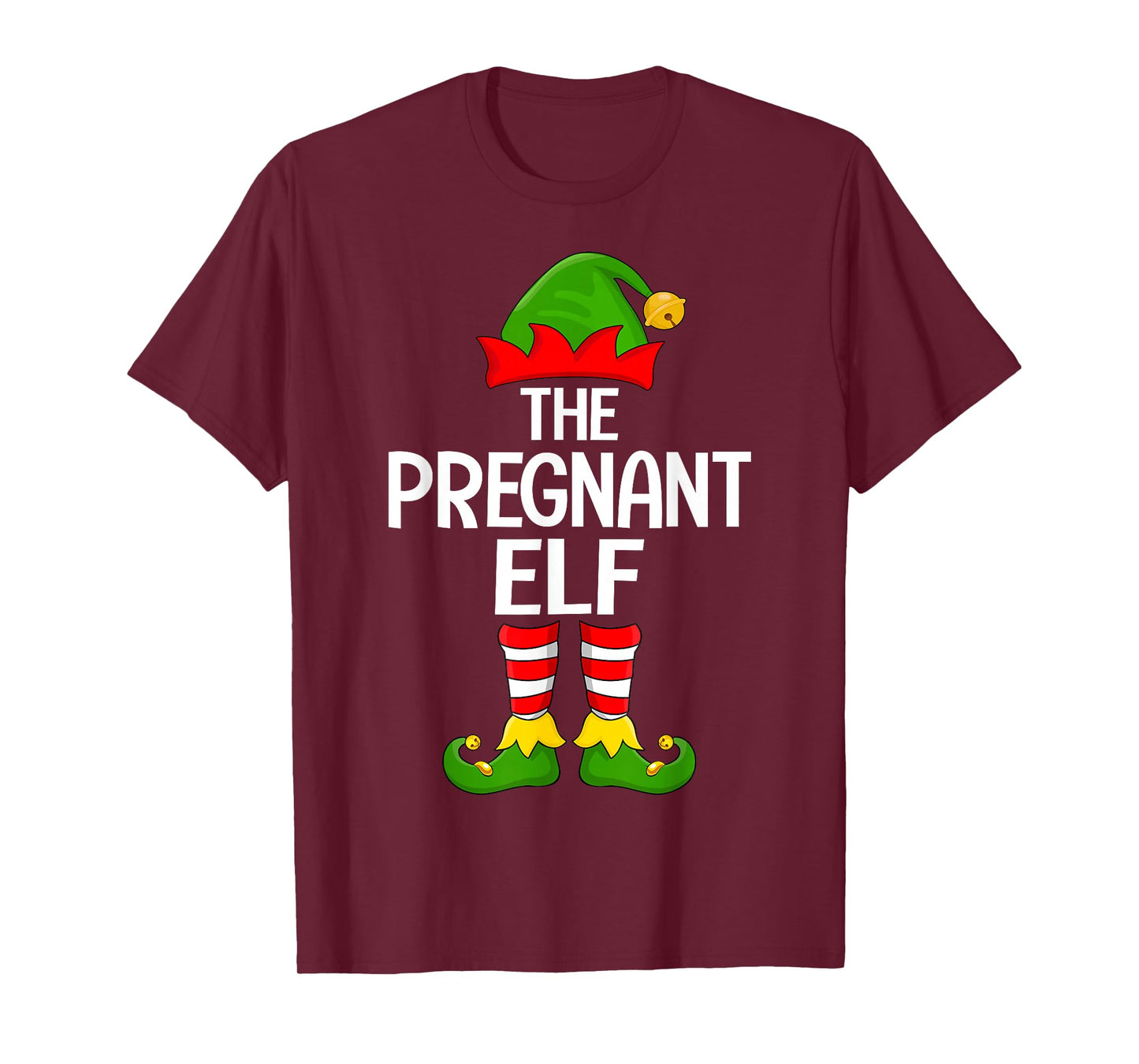 Pregnant Elf Xmas Matching Family Elf Squad Christmas Women T-Shirt