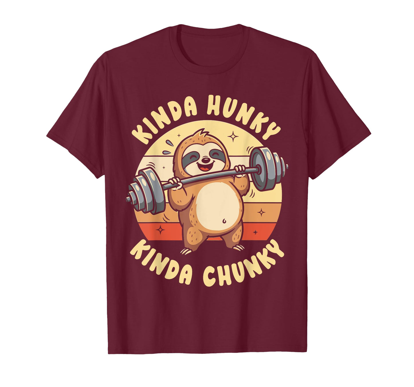 Kinda Hunky Kinda Chunky Sloth Weightlifting Gym Vintage T-Shirt