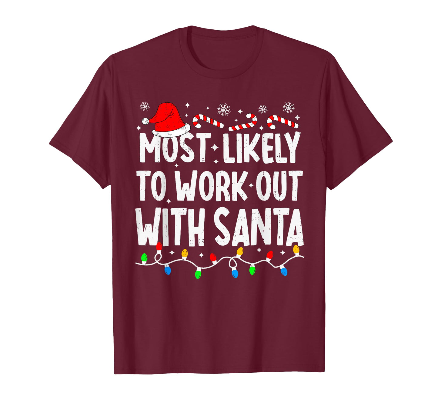 Most Likely to Work Out with Santa Family Matching Christmas T-Shirt