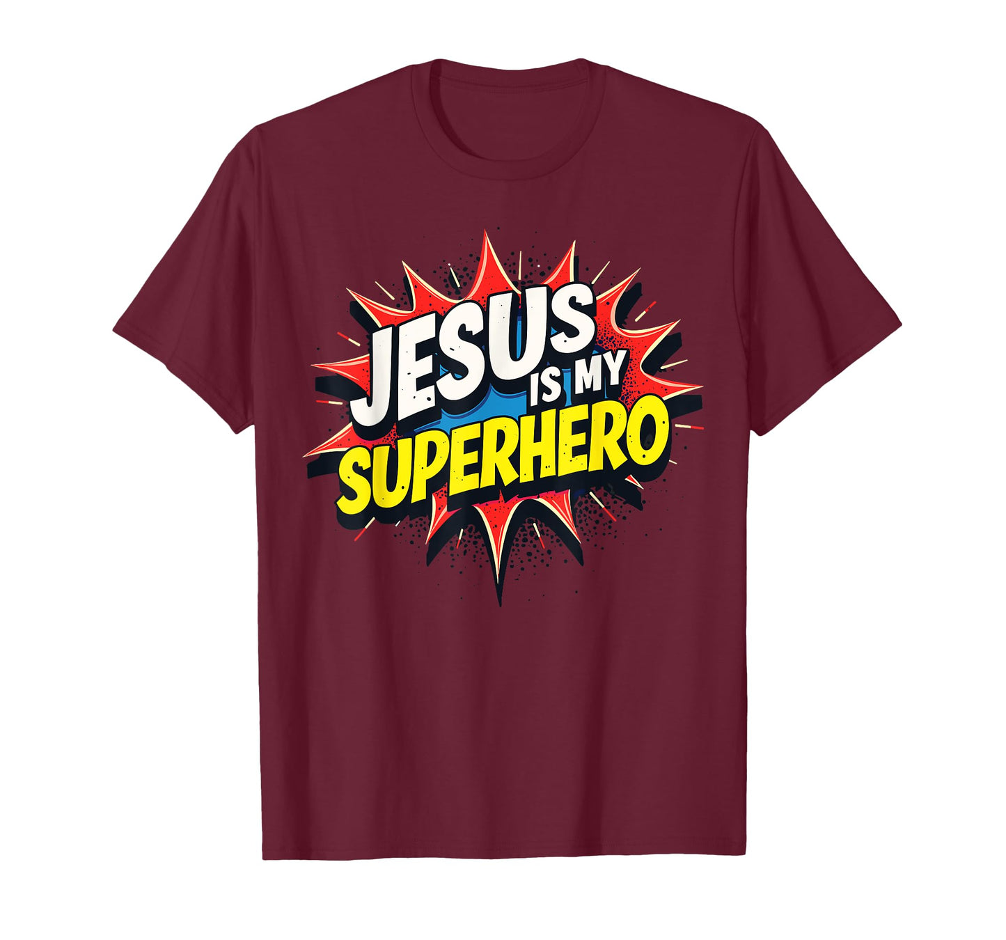 Jusus Lover Jesus is My Superhero Unisex-Kids T-Shirt Black Small Modern Classic Crew Neck Short Sleeve Polyester 100% Cotton Blend Machine Wash Superhero T-Shirt