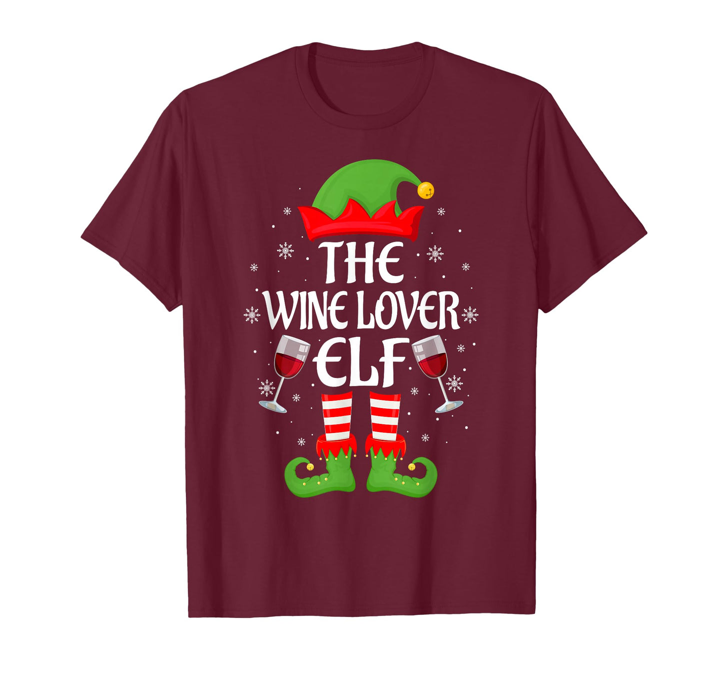 Wine Lover Elf Xmas Matching Family Elf Squad Christmas T-Shirt