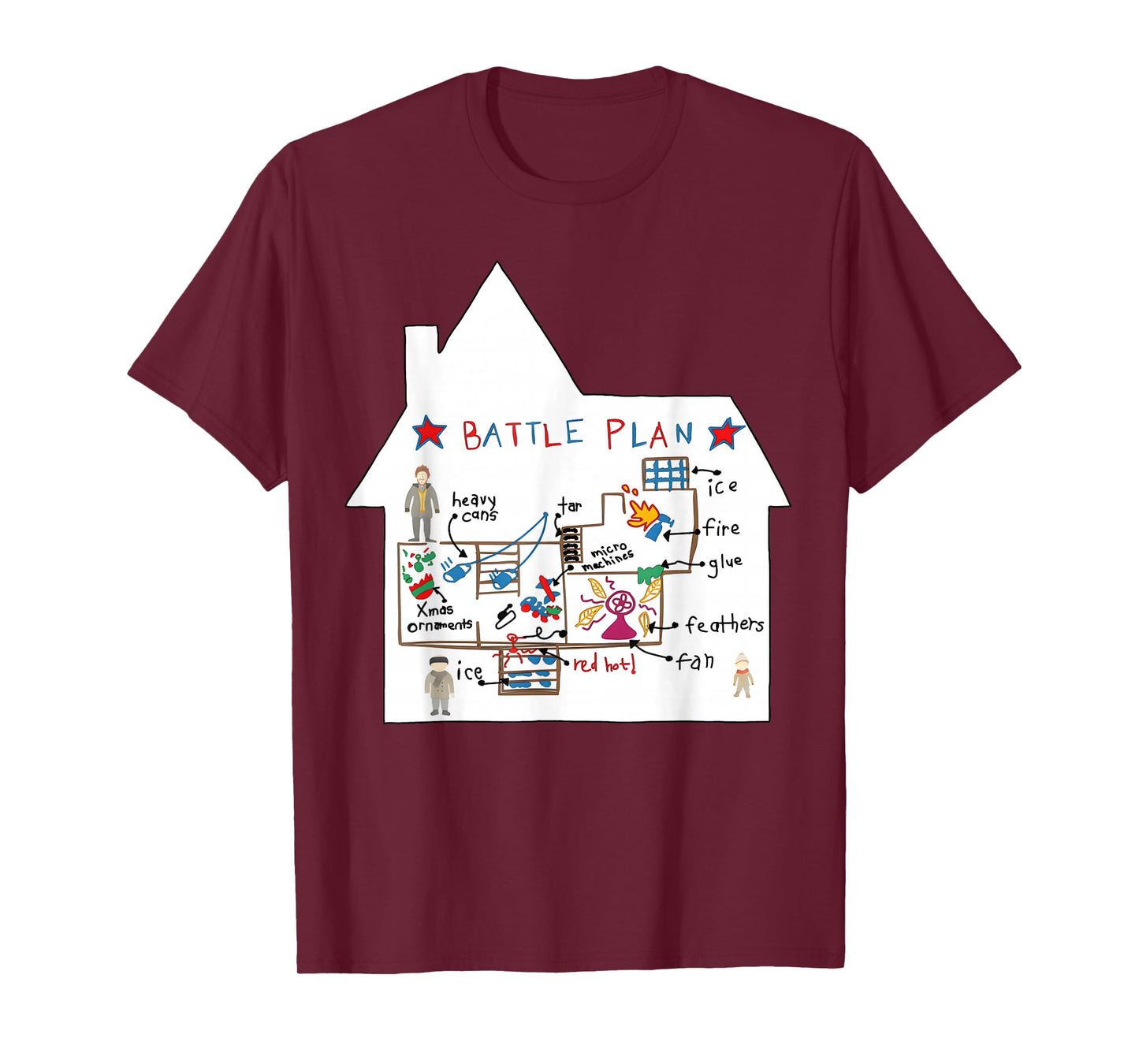 Funny Battle Plan Christmas Home Kids Hand Drawn Alone Xmas T-Shirt