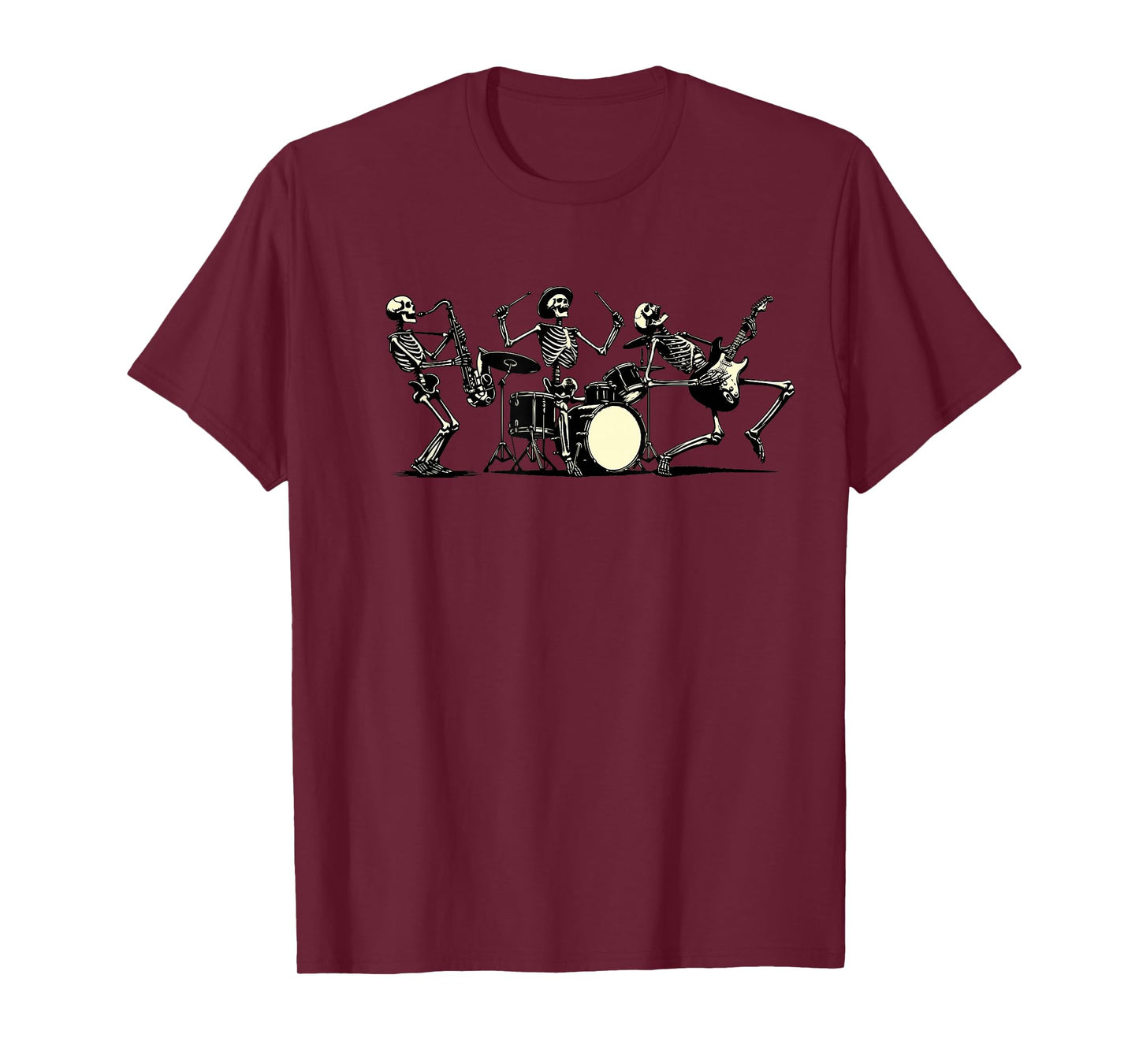 Retro Rock Music Skeleton Funny Vintage Skeleton Band Music T-Shirt