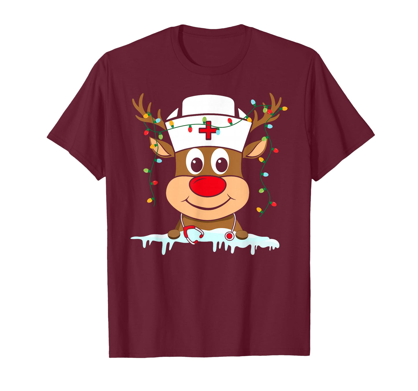 Reindeer Nurse Xmas Nursing Scrub Tops Christmas Pajamas T-Shirt