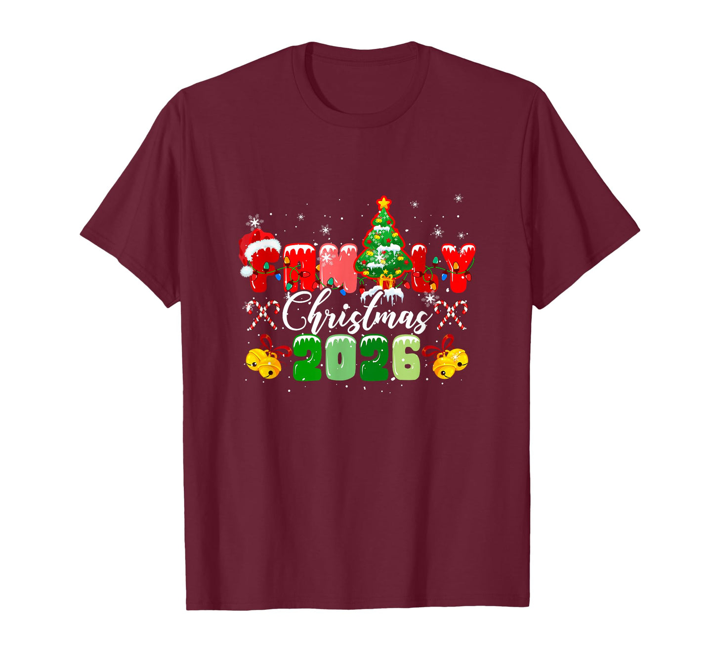 Family Christmas 2026 Colorful Lights Xmas Tree Lover Kids T-Shirt