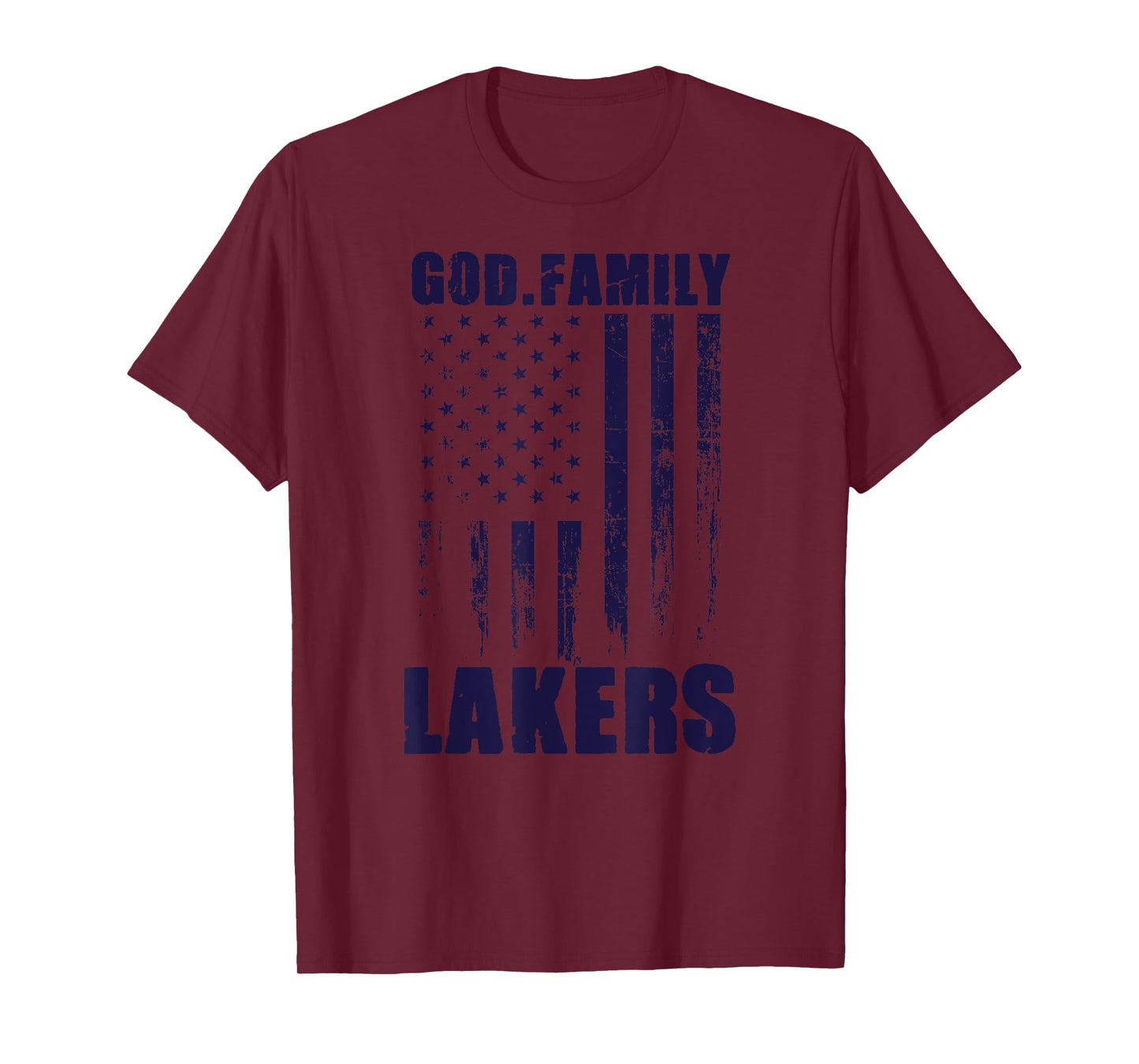 Russell County Lakers God. Family. Vintage USA Flag T-Shirt
