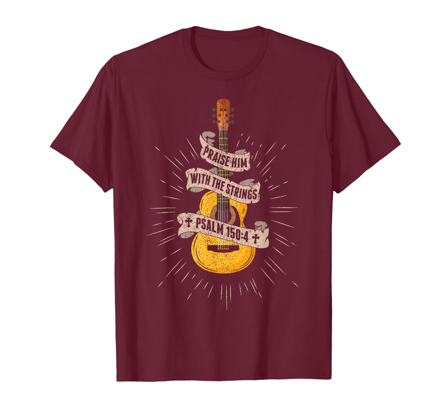 Praise Him With The Strings Jesus Acoustic Guitar Christian T-Shirt