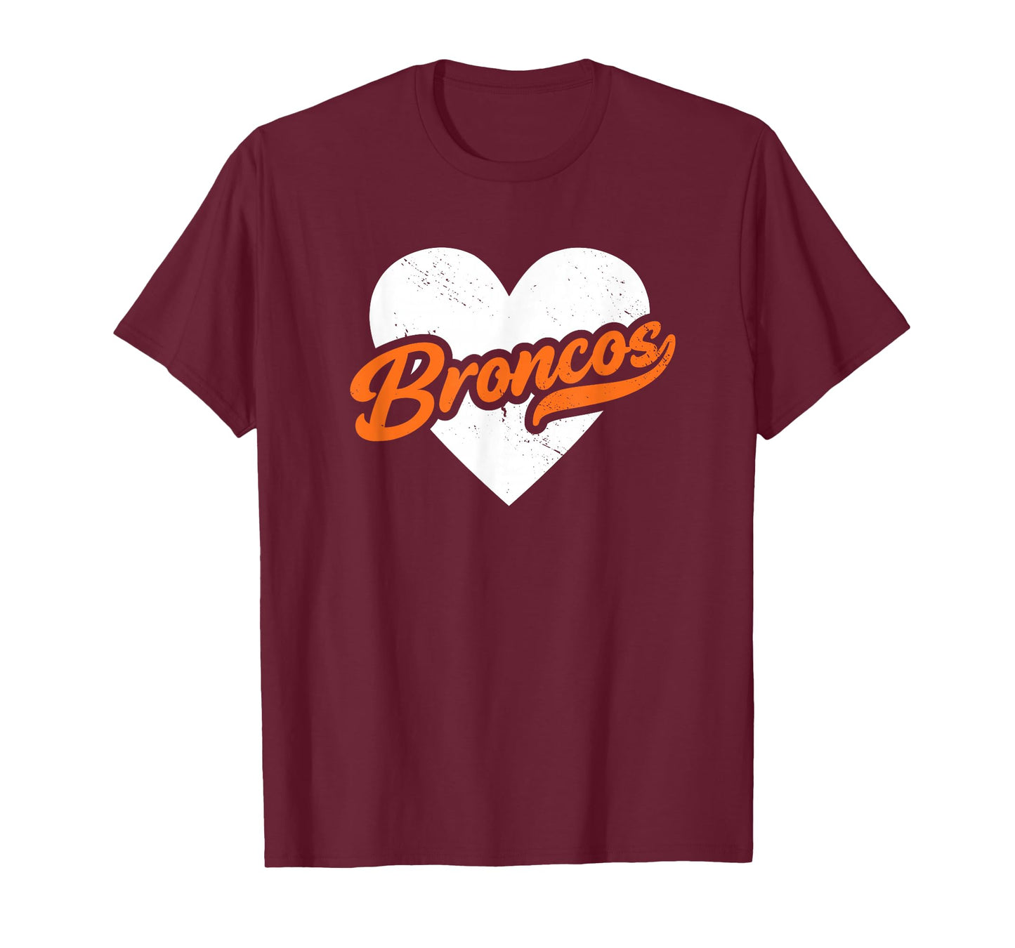 Vintage Broncos High School Go Broncos Pride Heart T-Shirt