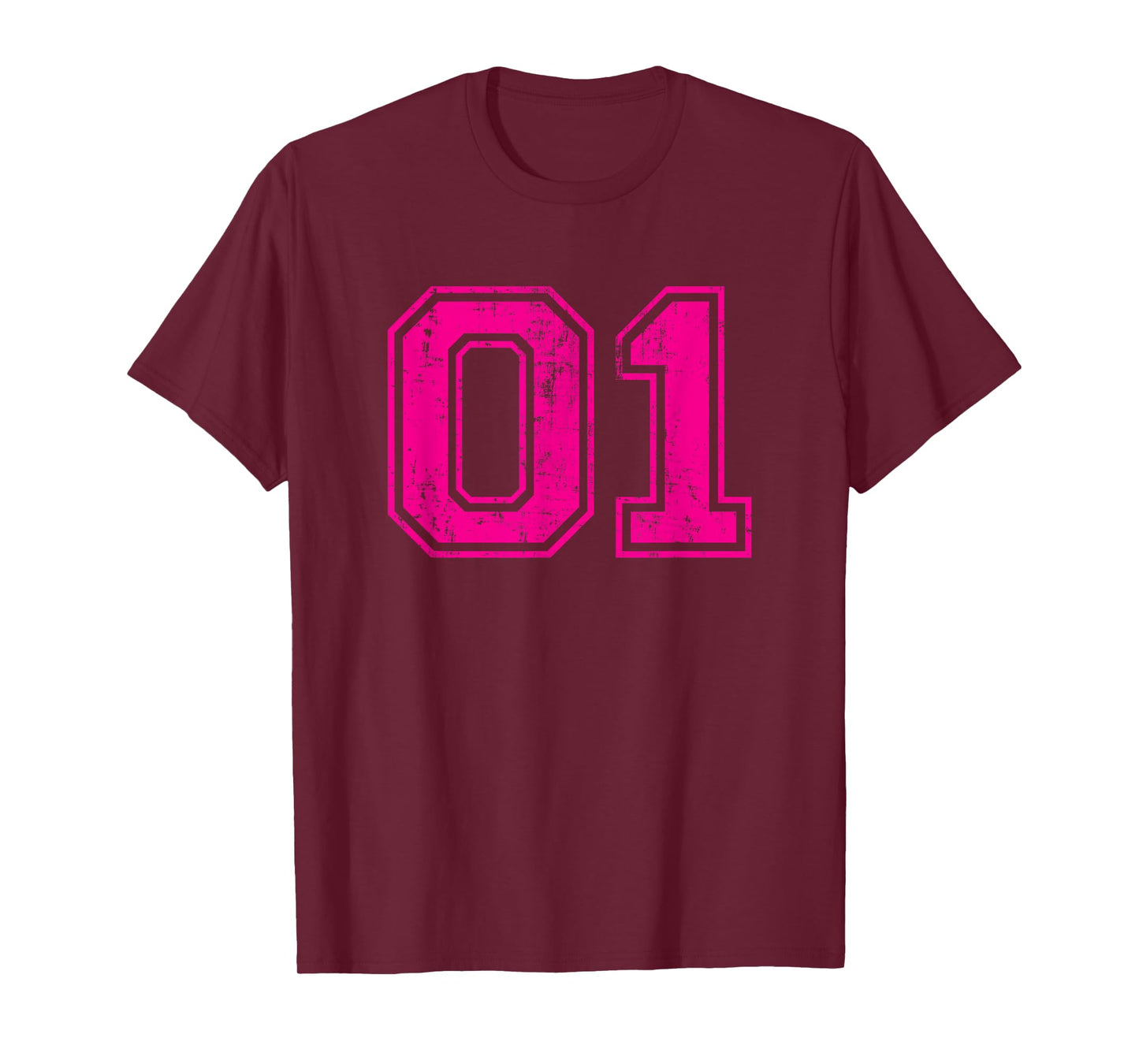 Number 01 Varsity Distressed Vintage Sport Team Player's T-Shirt