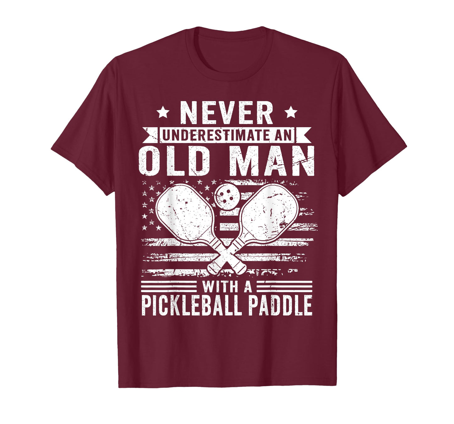 Old Man With A Pickleball Paddle - Grandpa Pickleball Player T-Shirt