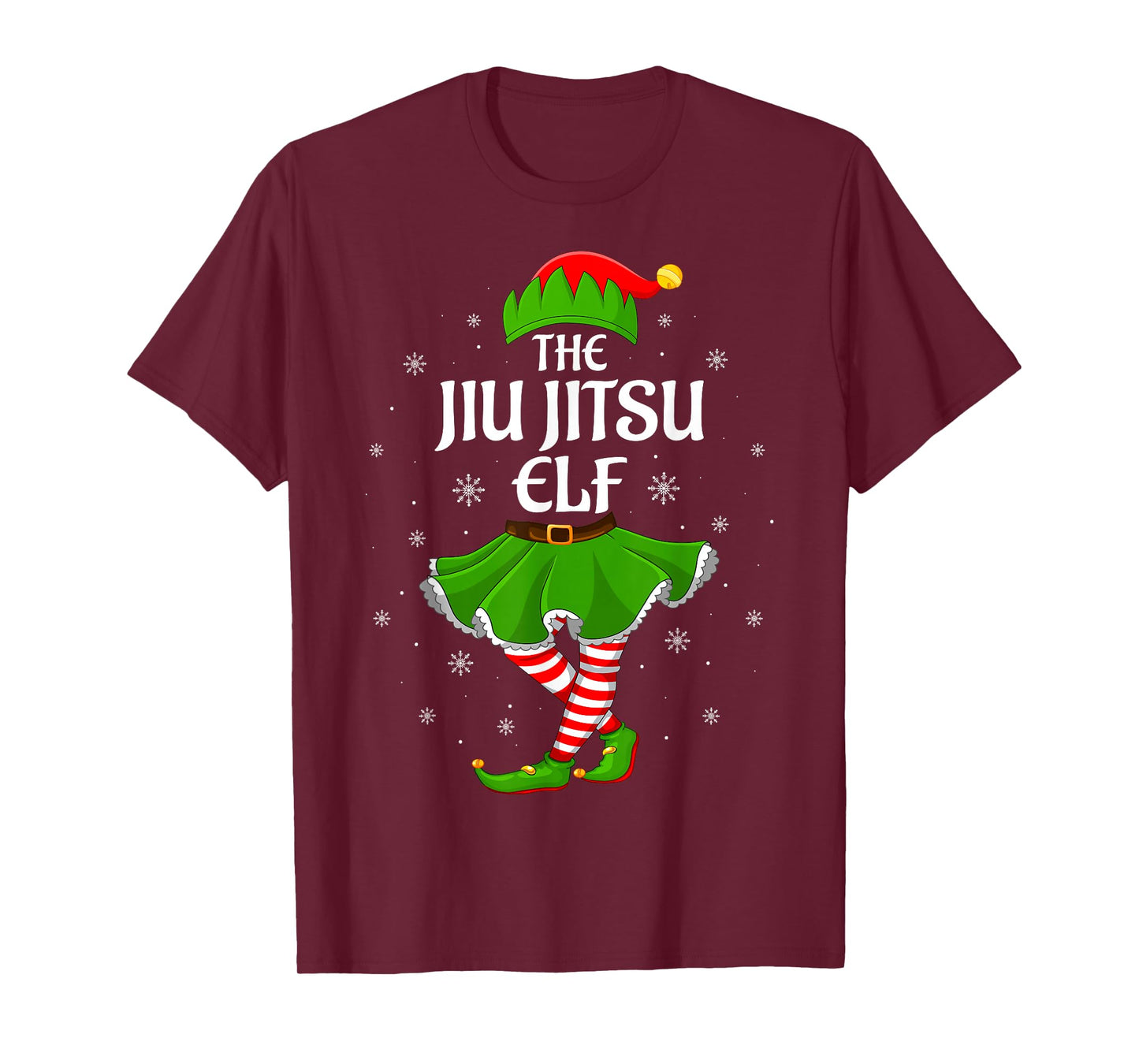 Jiu Jitsu Elf Christmas Family Girls Women Elf Squad Xmas T-Shirt