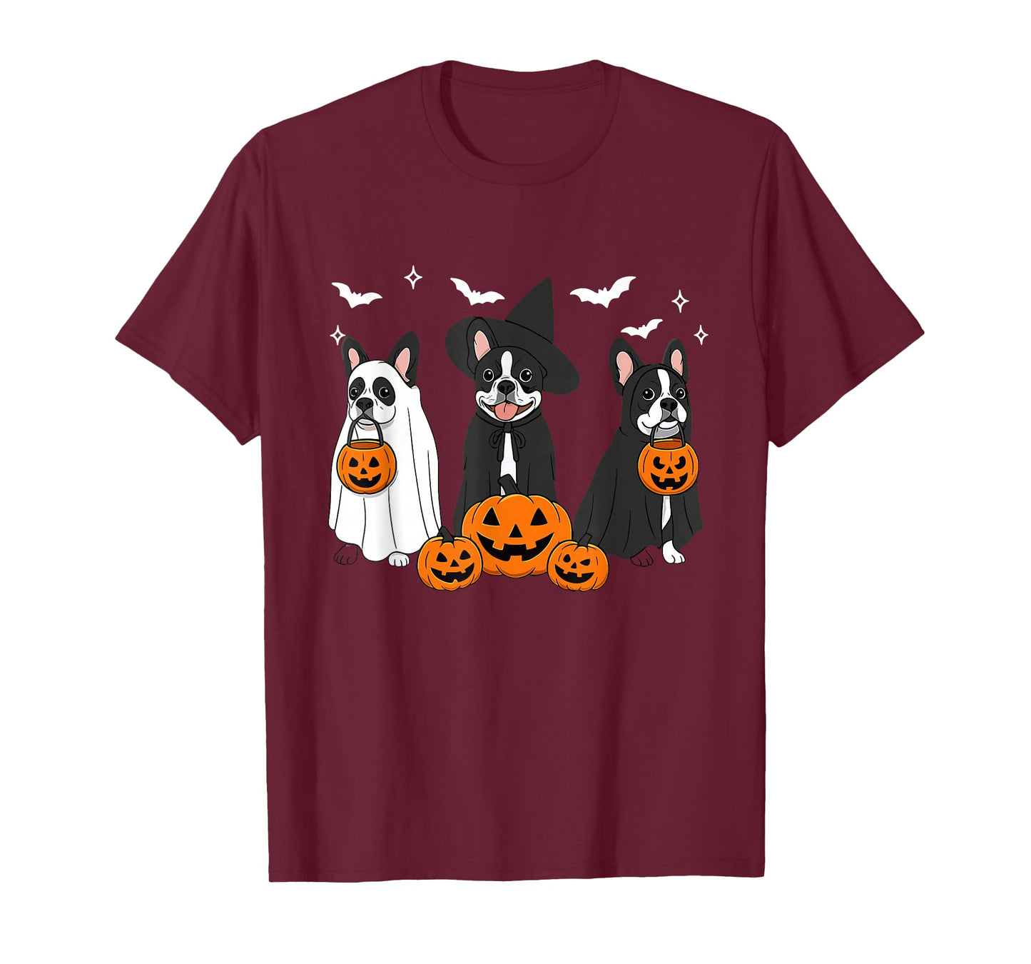 Witch Boston Terrier Halloween Boston Terrier Ghost Dog Mom T-Shirt