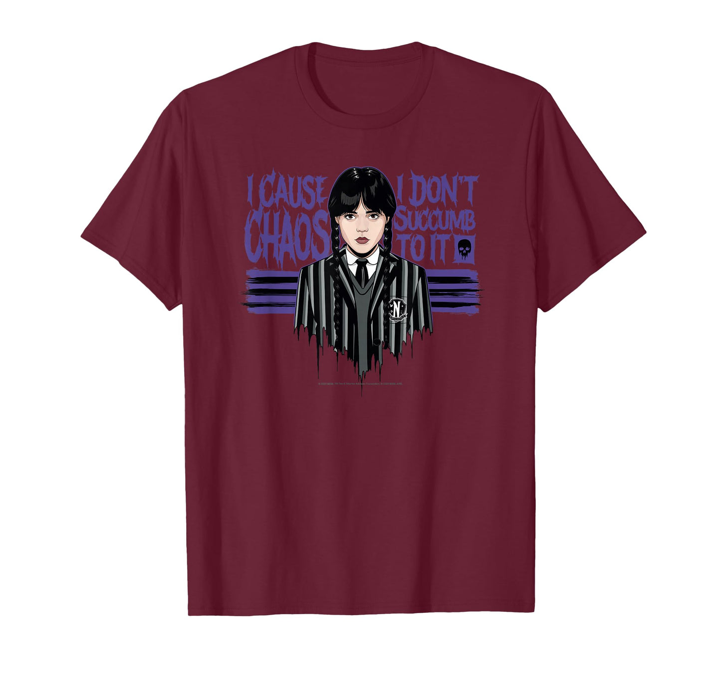 Wednesday Season 2 I Cause Chaos I Don't Succumb to It Logo T-Shirt