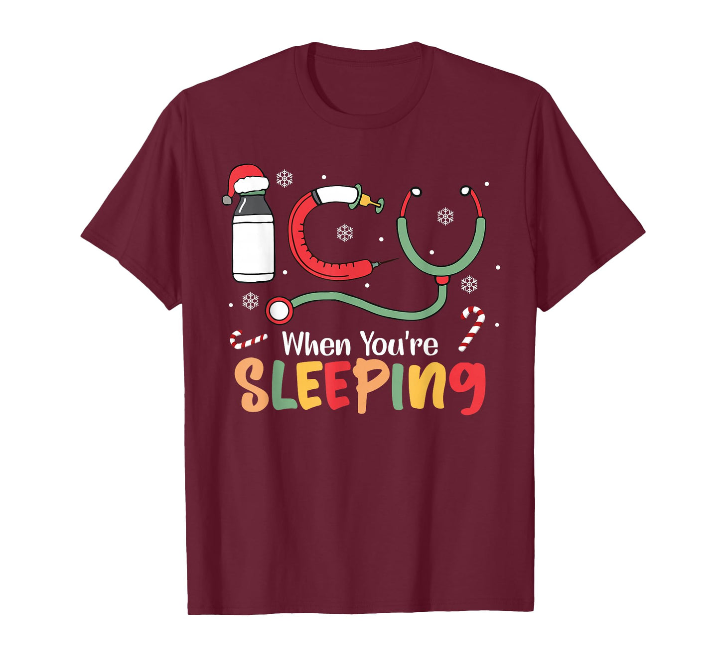 ICU When You're Sleeping Nurse Christmas Santa ER Men T-Shirt