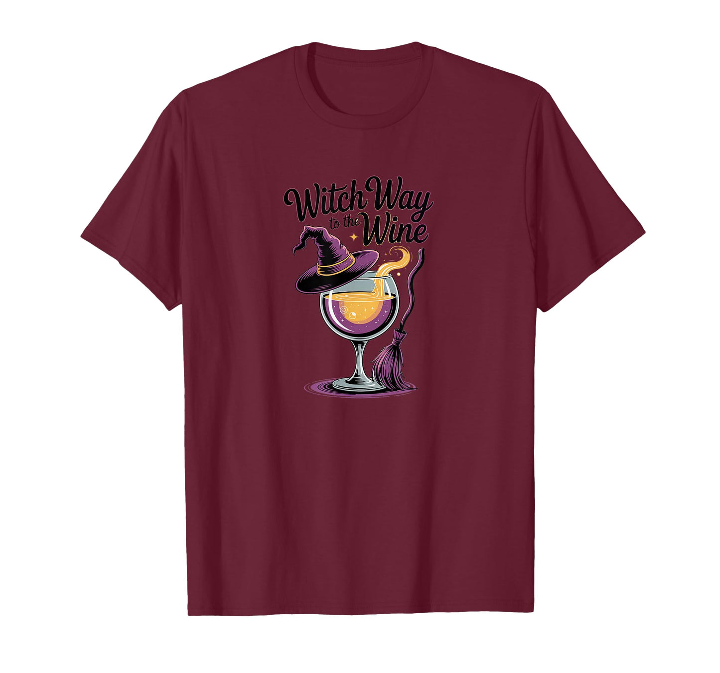 Witch Way to The Wine Funny Halloween Drinking T-Shirt