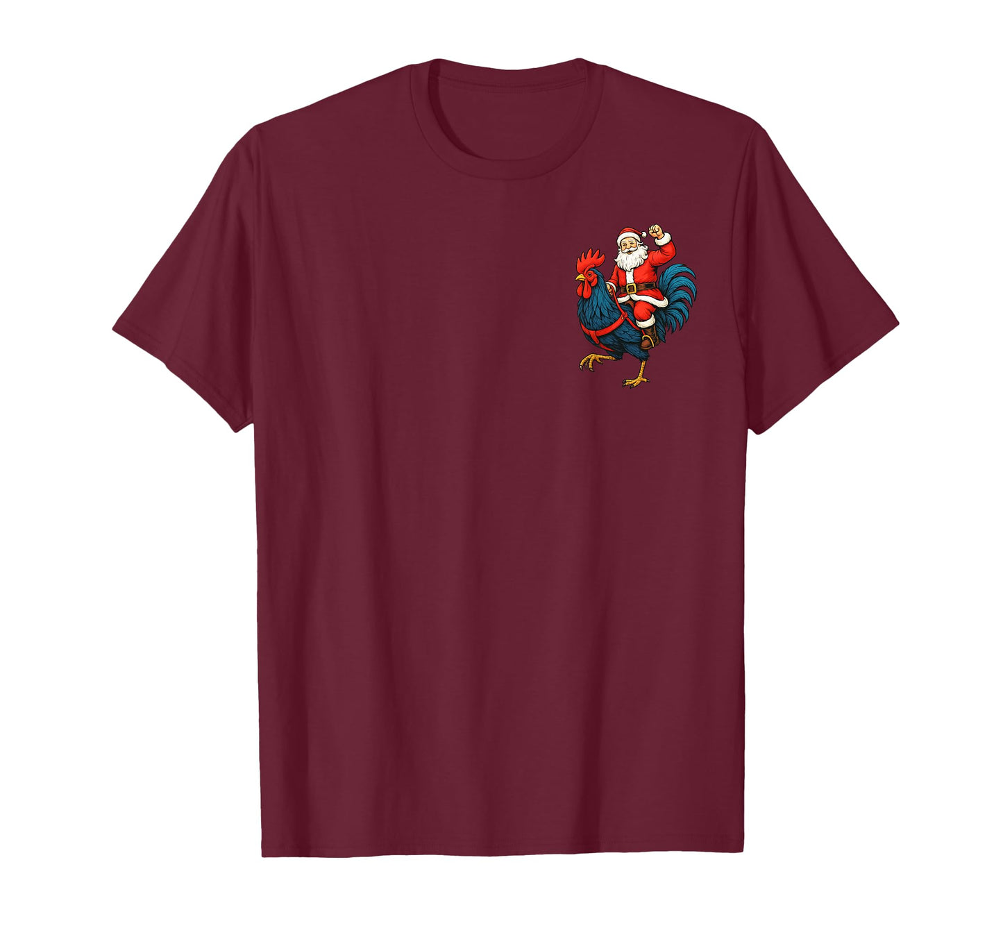 Xmas Santa Riding Rooster Chicken Christmas Holiday Costume T-Shirt