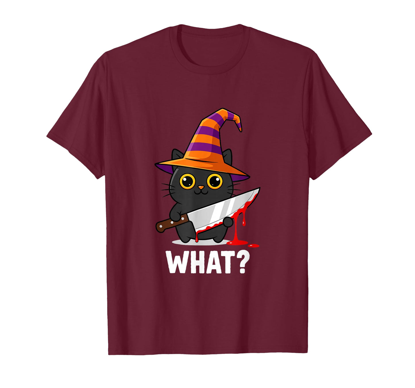 Halloween Witch Cat What Funny Spooky Cat Design T-Shirt