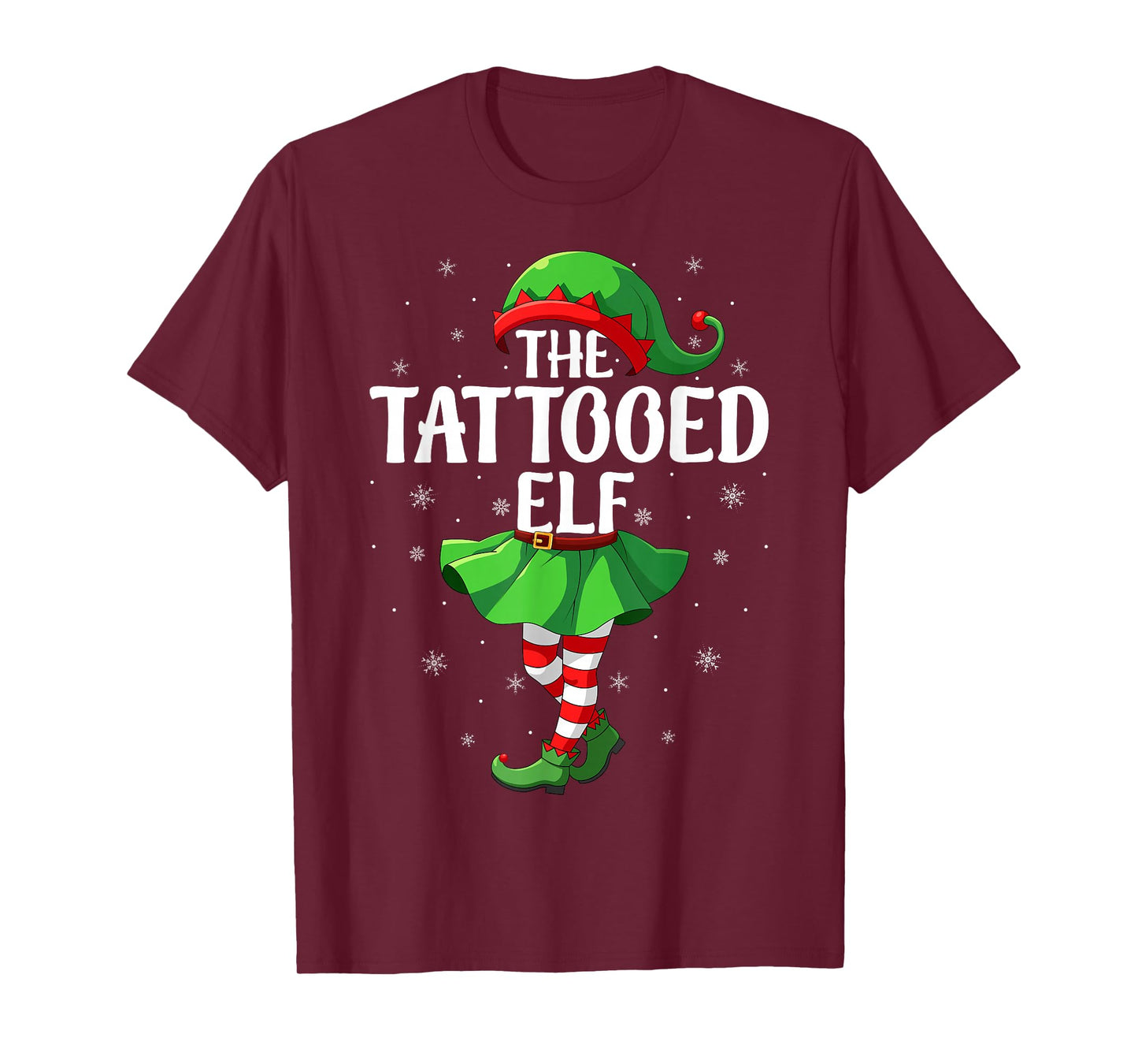 Tattooed Elf Christmas Girls Women Elf Squad Xmas Family T-Shirt