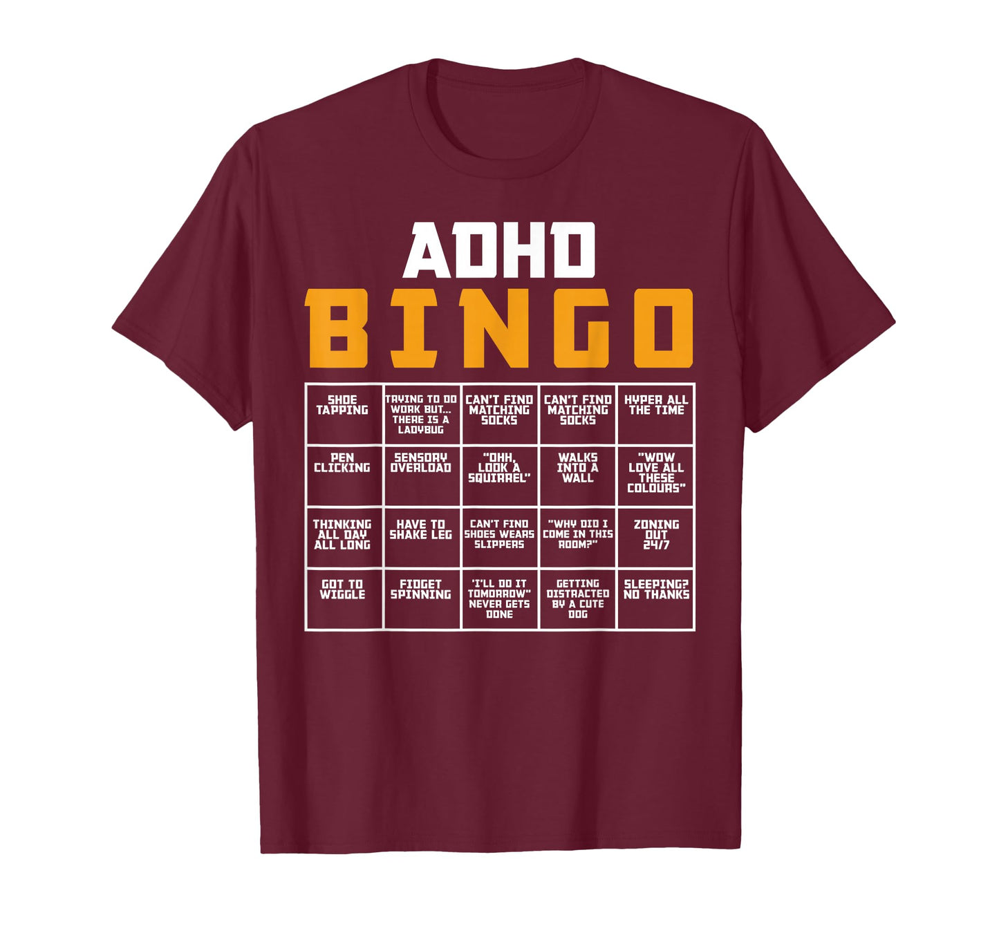 World Mental Health Awareness Day ADHD Bingo Funny T-Shirt