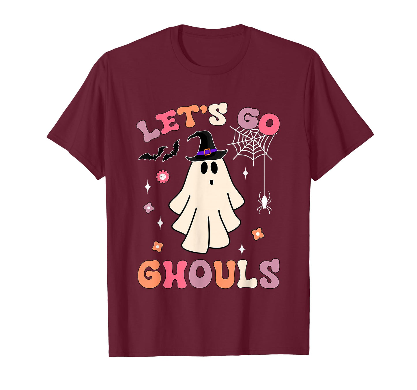 Halloween Ghost Witch Costumes Retro Groovy Let's Go Ghouls T-Shirt