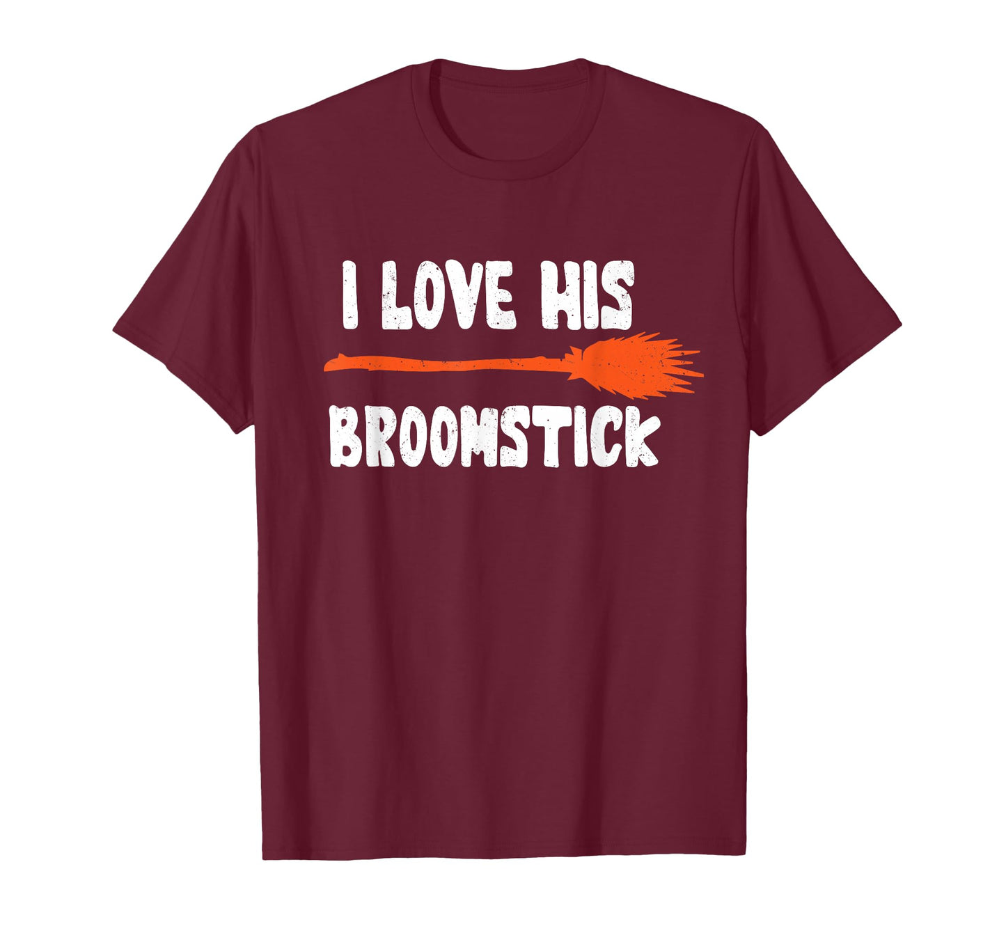 I Love His Broomstick Funny Halloween Witch Couple Matching T-Shirt