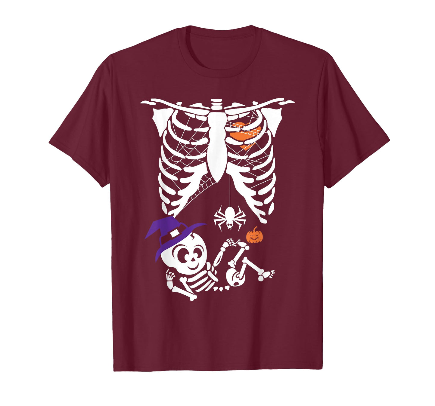 Cute Pregnant Skeleton Pregnancy Baby Announcement Halloween T-Shirt
