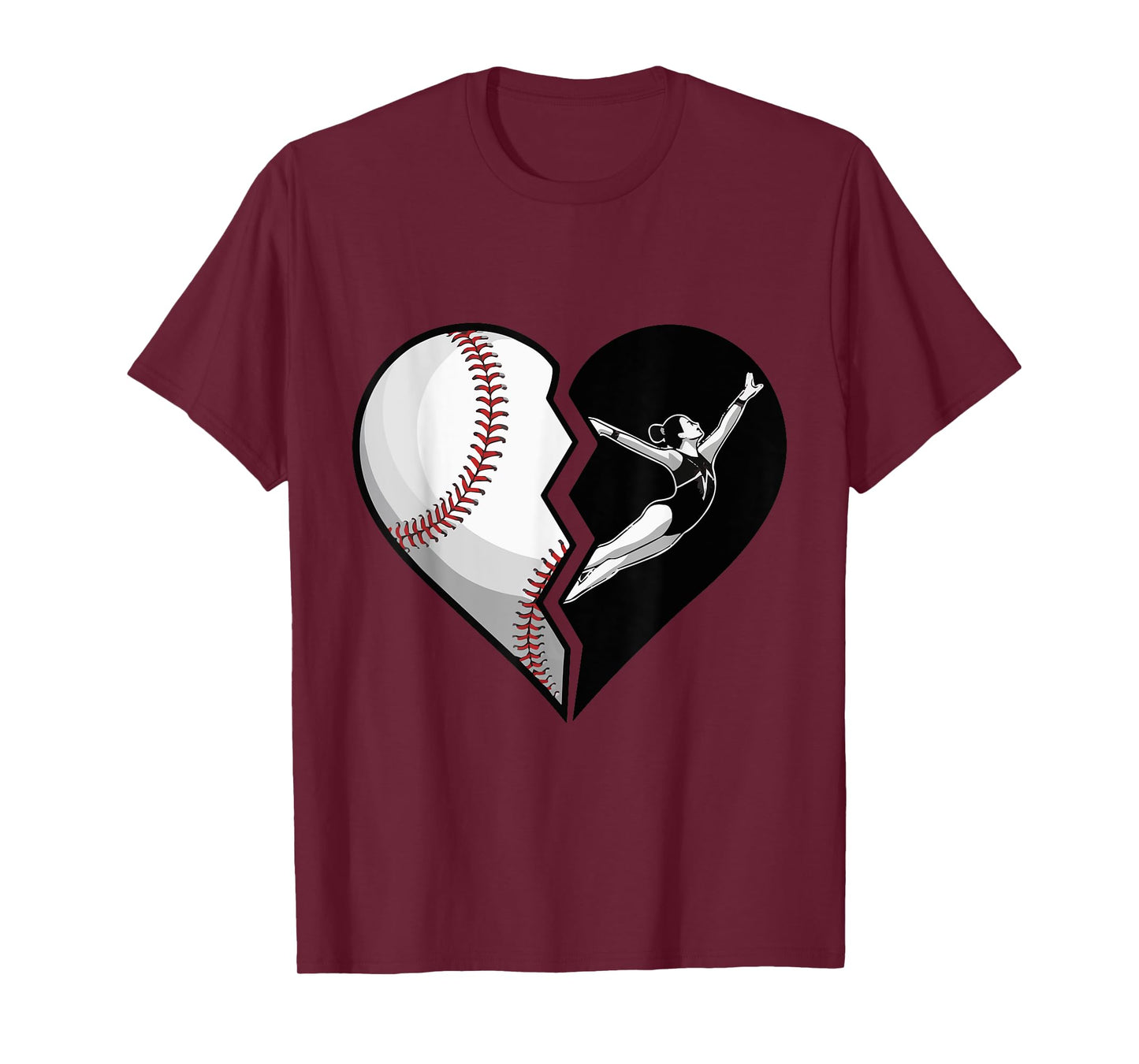 Baseball Gymnastics Mom Heart Sports Supporter for Mom Mama T-Shirt