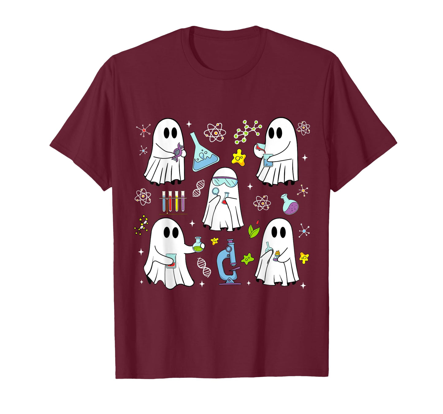 Retro Halloween Science Teacher Ghost Laboratory Teacher T-Shirt