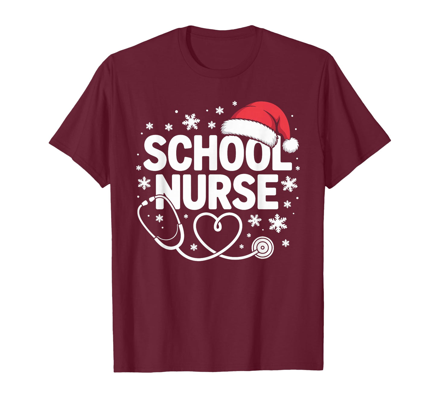 School Nurse Christmas Santa Cap Nursing Humor Xmas T-Shirt