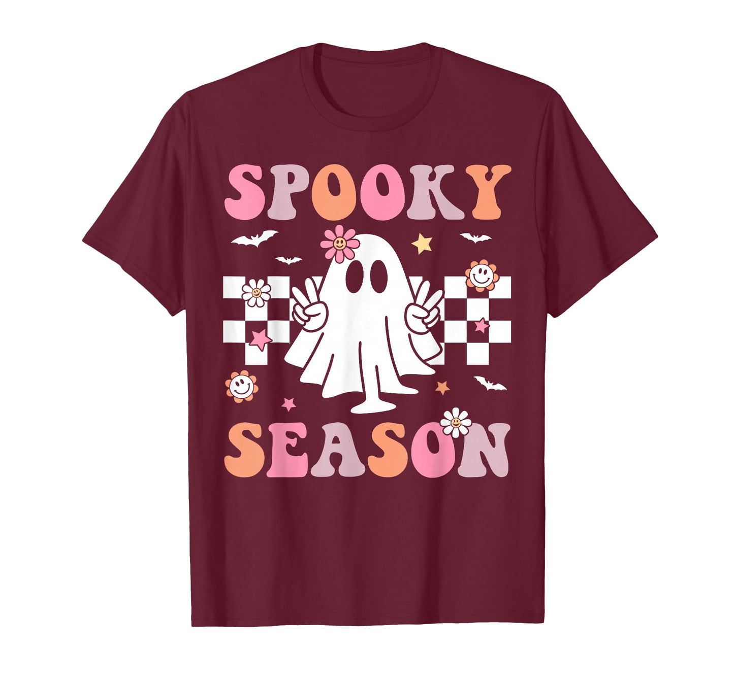 Spooky Season Happy Halloween Retro Ghost Spooky Women Girls T-Shirt
