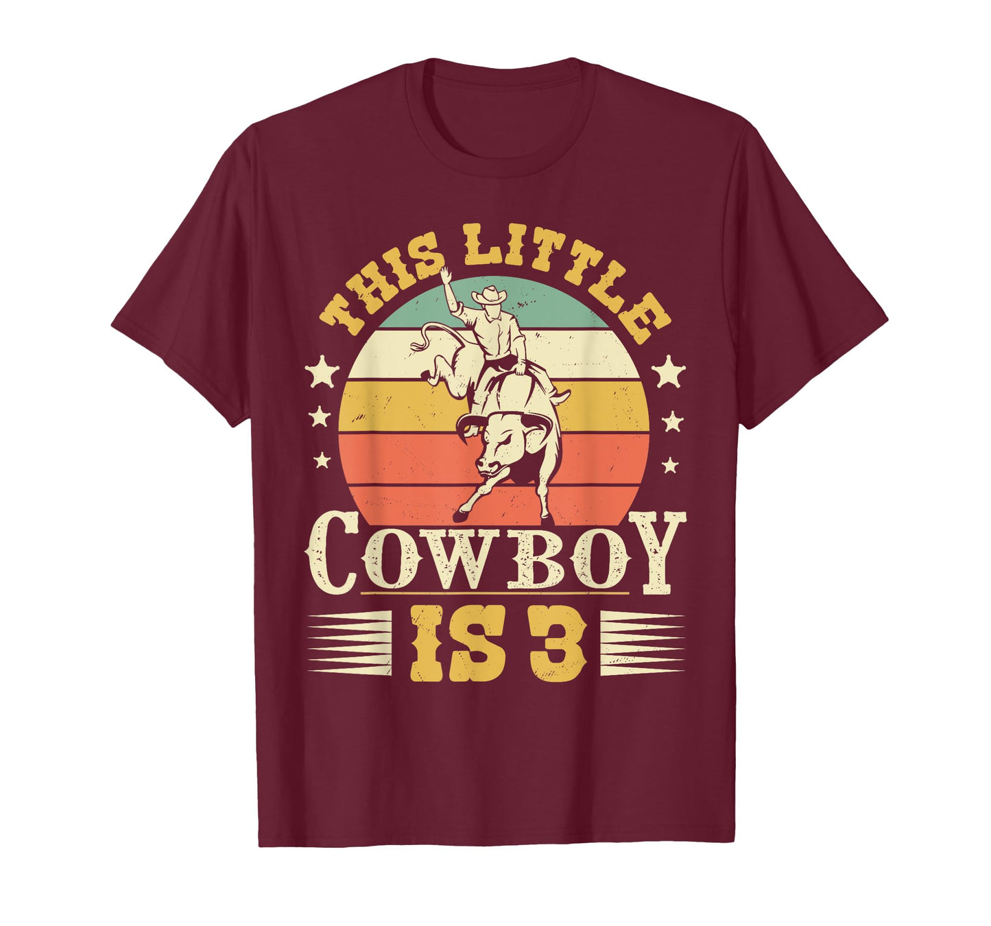 This Little Cowboy Is 3 Western Country Rodeo 3rd Birthday T-Shirt