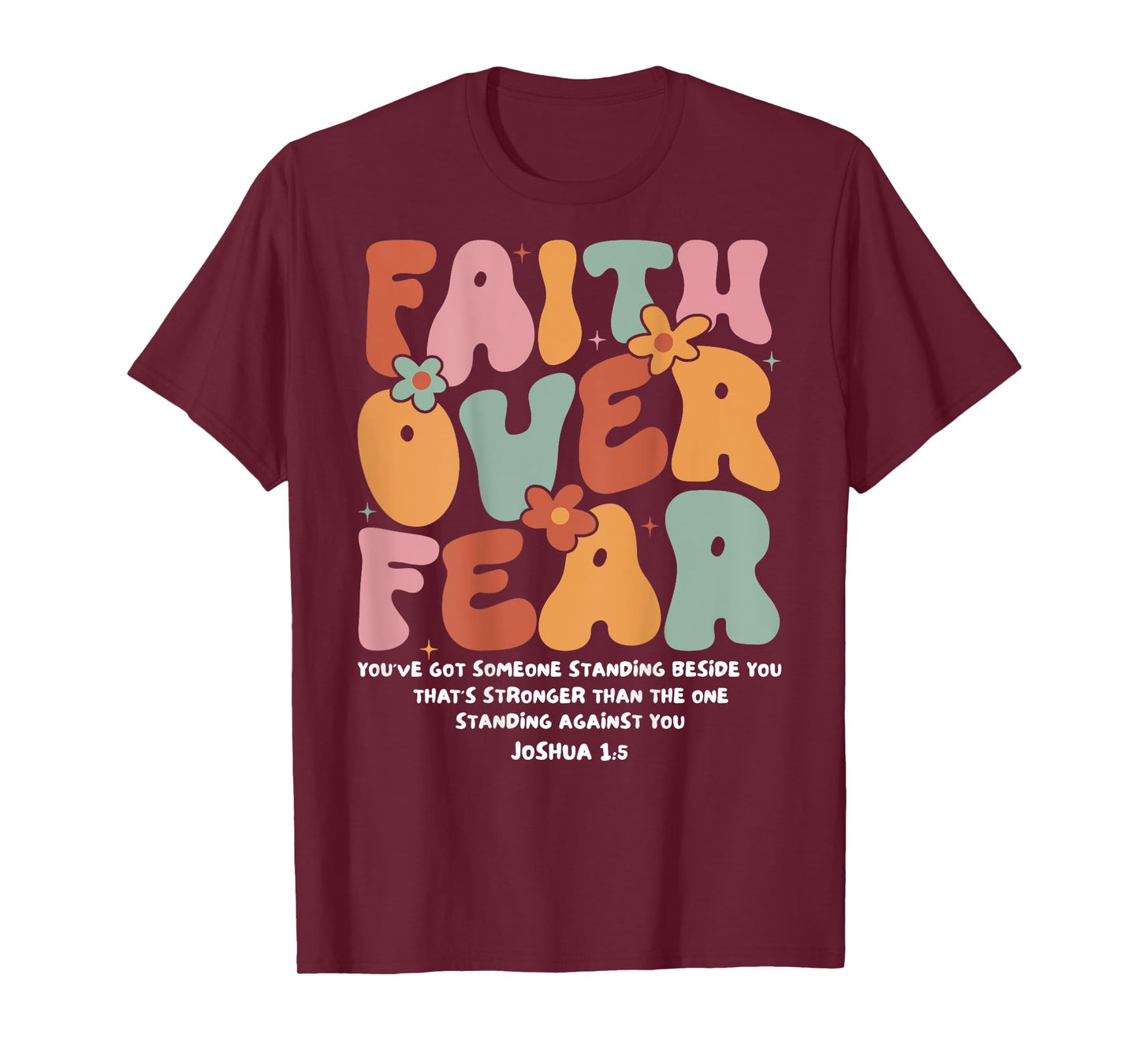 Faith Over Fear Christian Groovy Retro Men Women Kids T-Shirt