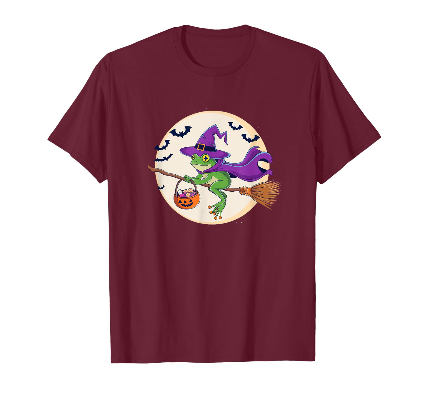 Frog Witch Hat Pumpkin Halloween Costume Men Women Kids T-Shirt