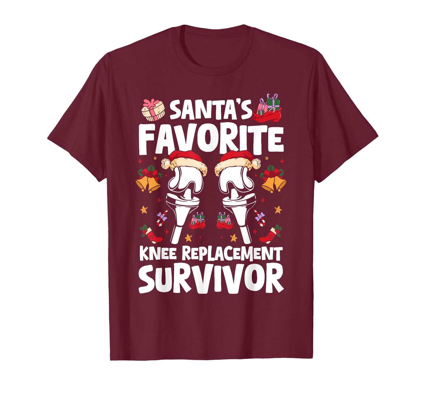 Santas Favorite Knee Replacement Survivor Surgery Xmas T-Shirt