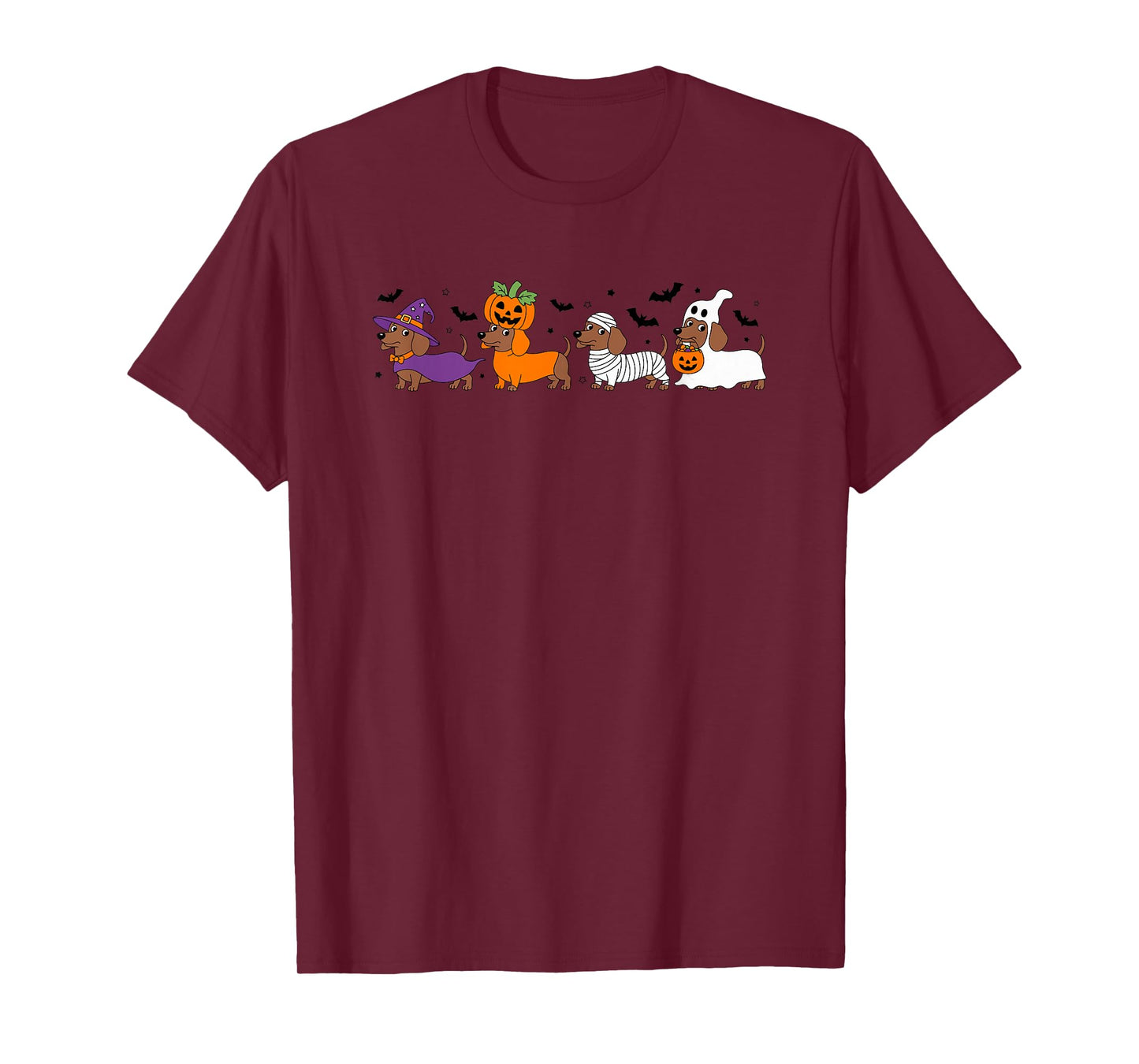 Dachshund Halloween Witch Pumpkin Mummy Ghost T-Shirt