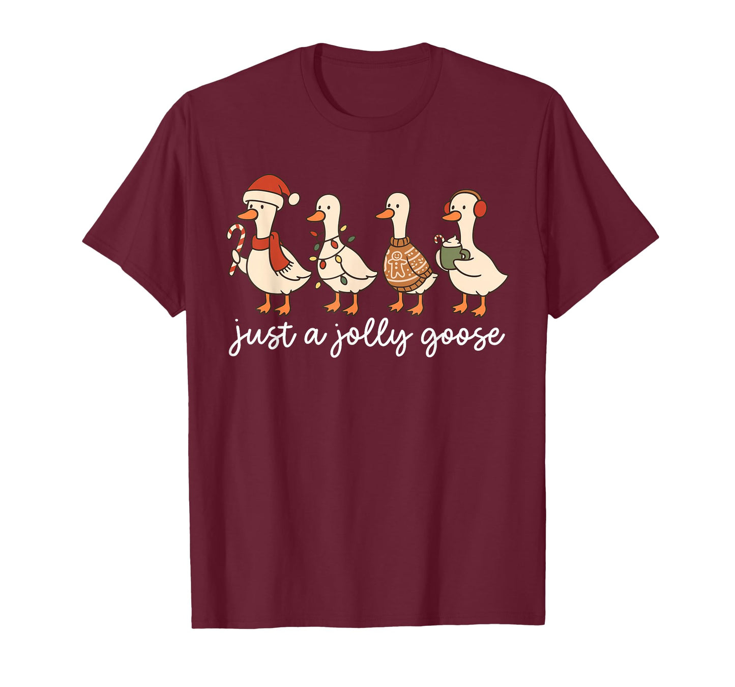 Cute Funny Just A Jolly Goose Silly Santa Hot Cocoa Xmas T-Shirt