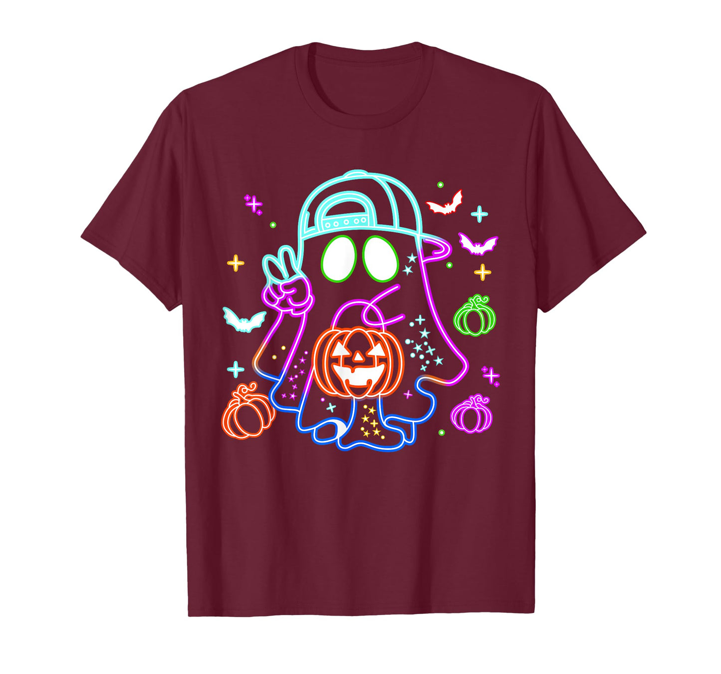 Boo Ghost Spooky Season Boys Kids Glow In Halloween Night T-Shirt