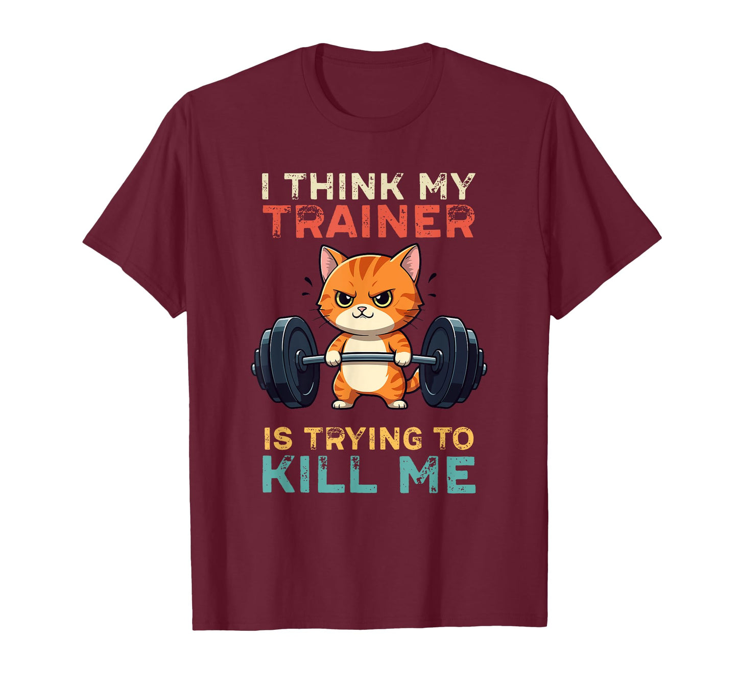 My Trainer Is Trying To Kill Me - Tired Cat Workout Vintage T-Shirt