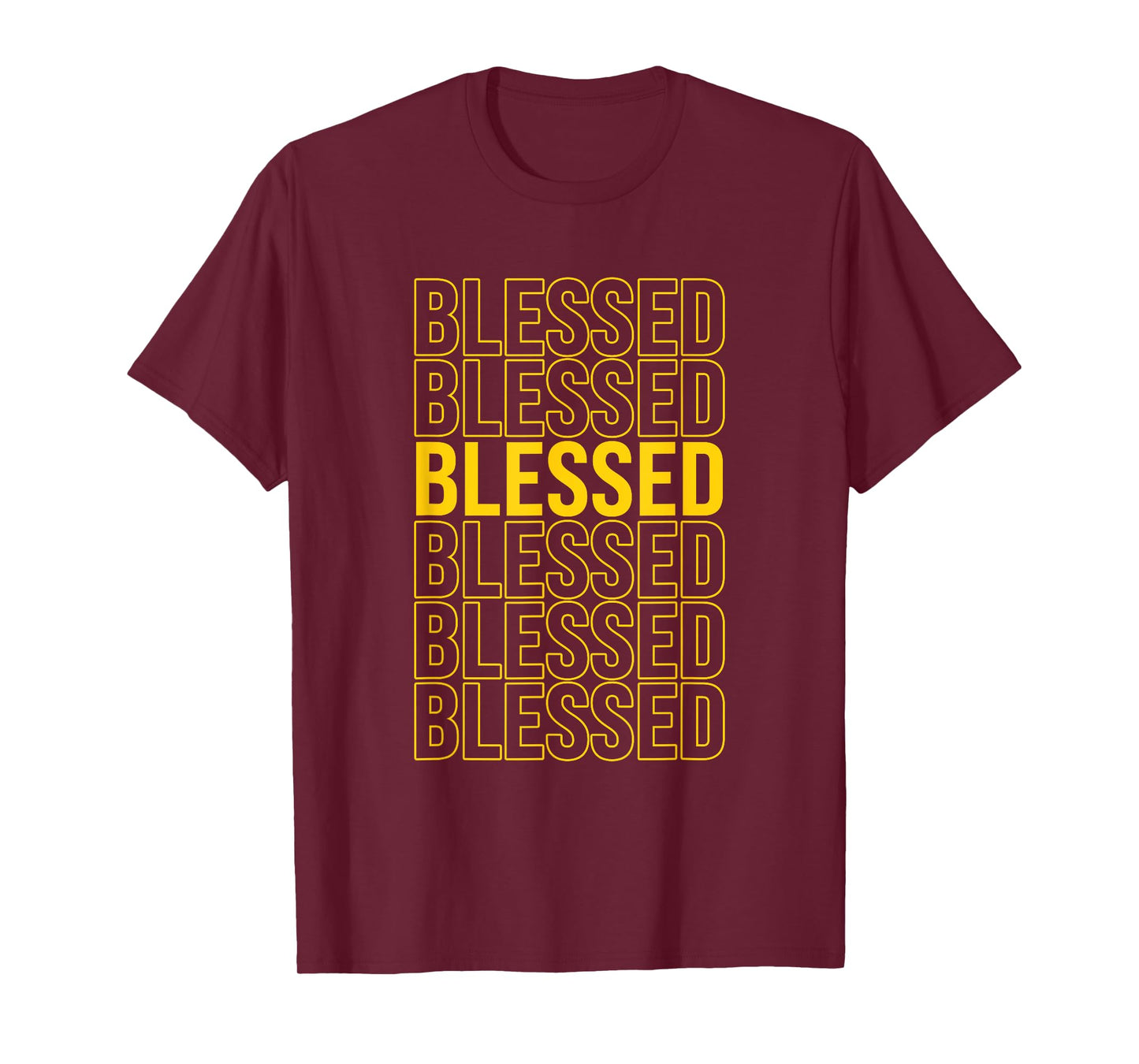 Varsity-Gold Yellow Blessed University-Gold Yellow Graphic T-Shirt