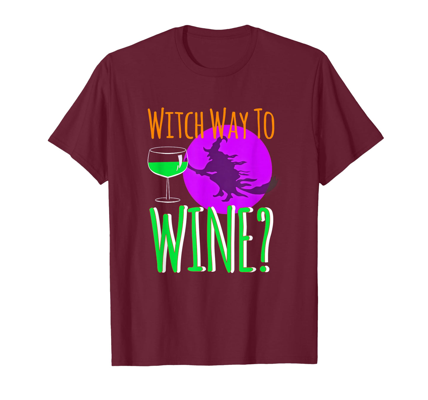 Witch Way to The Wine Halloween Witch On Broom Funny T-Shirt