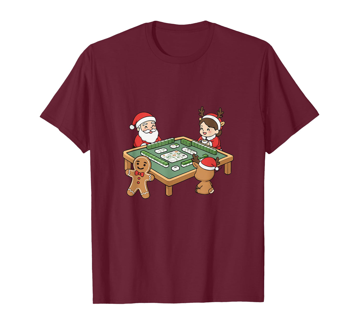 Christmas Mahjong Santa Reindeer Gingerbread T-Shirt