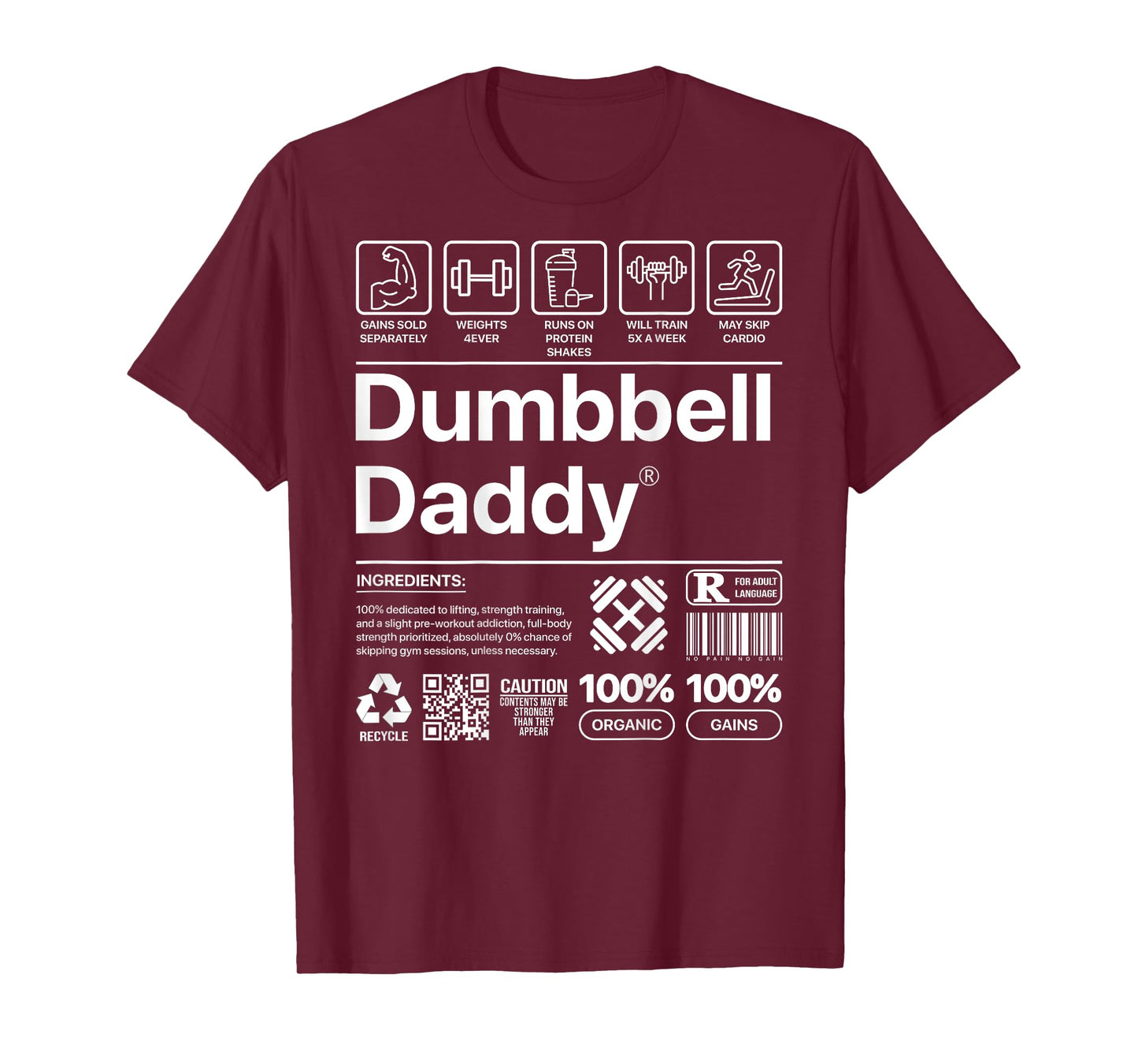 Dumbbell Daddy And Dad Gym Workout Father Funny T-Shirt