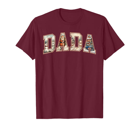 Dada Christmas Vintage Xmas Dad Family Matching Pajamas T-Shirt