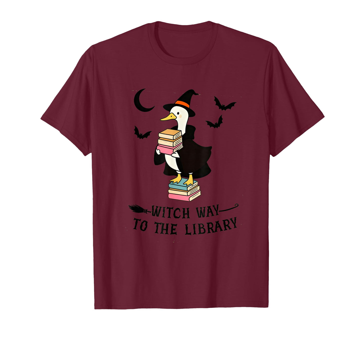 Book Halloween, Duck for Halloween Librarian, Witch Way to T-Shirt