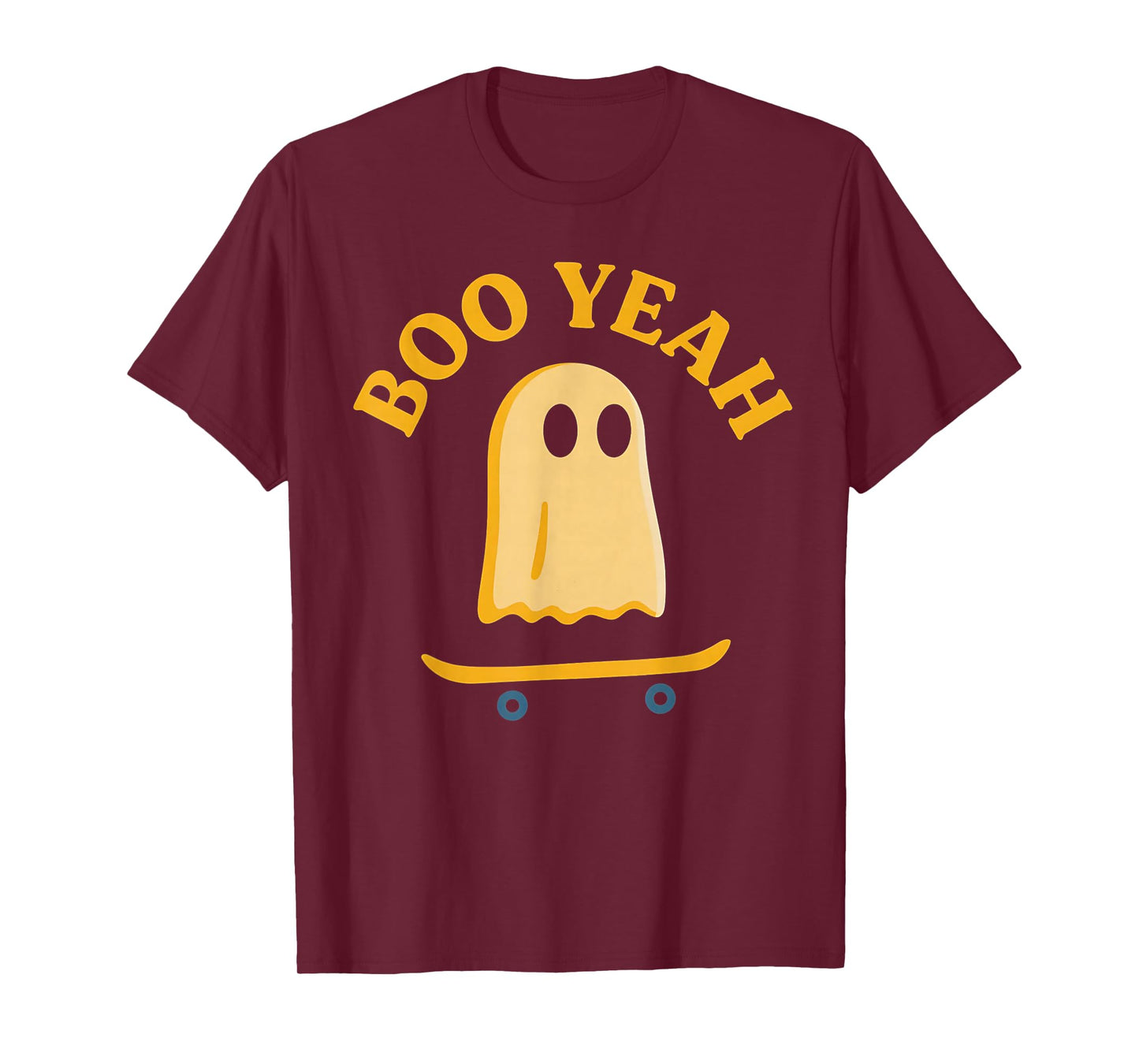 Boo Yeah Ghost On Skateboard Funny Halloween Costume T-Shirt
