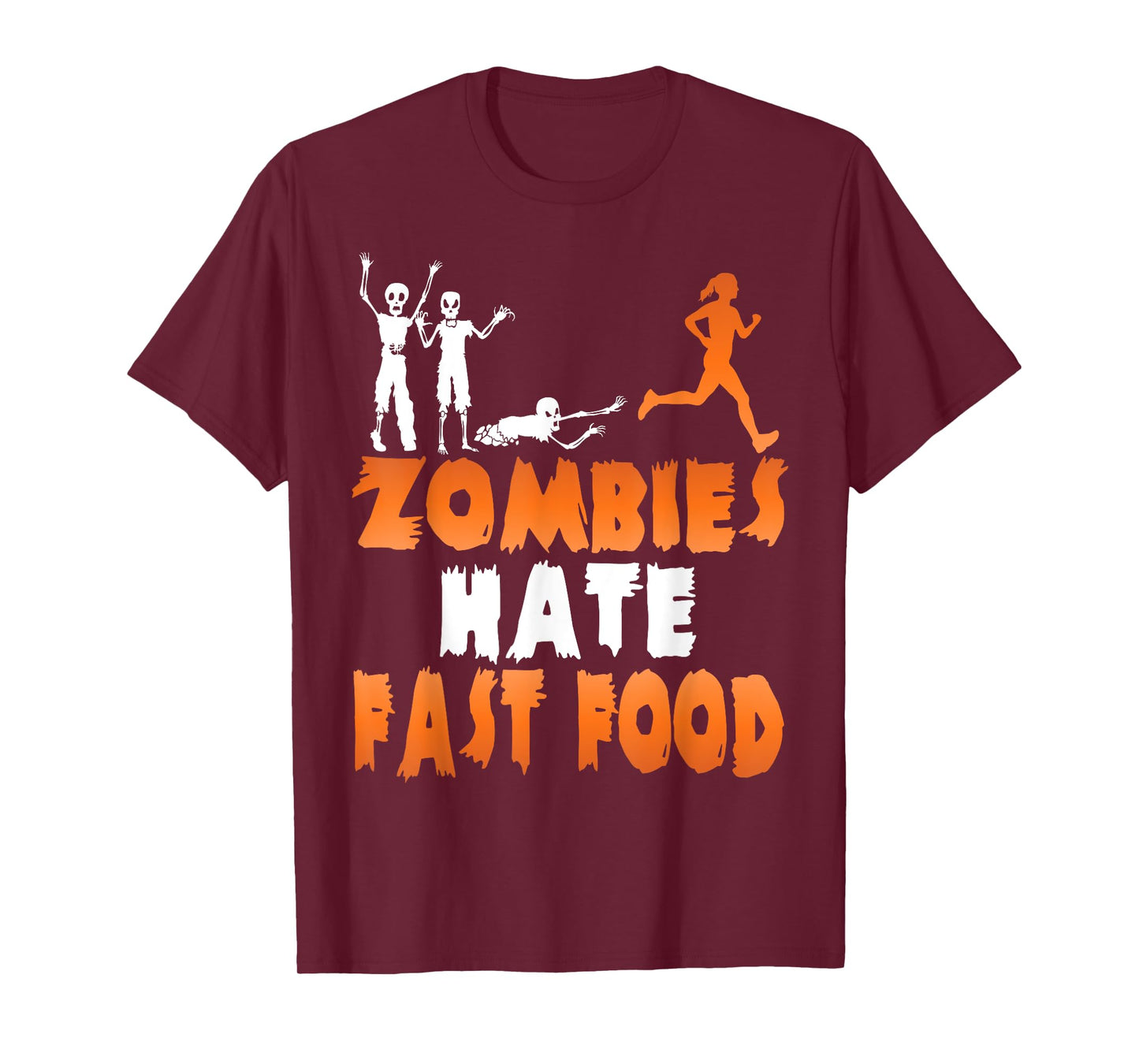 Zombies Hate Fast Food Funny Halloween Running T-Shirt