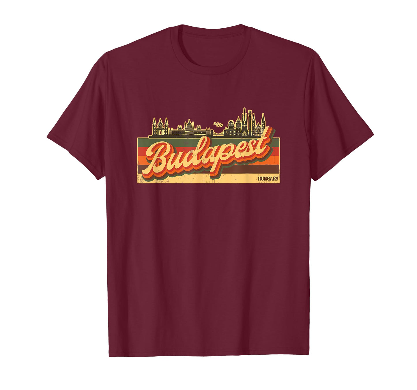 Budapest Skyline & Hungary Retro Stripes - Hungarian Pride T-Shirt