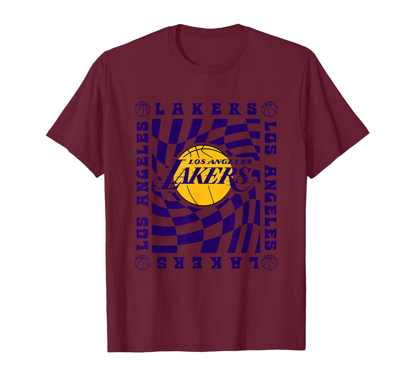 NBA Los Angeles Lakers Retro Checkerboard Wave T-Shirt