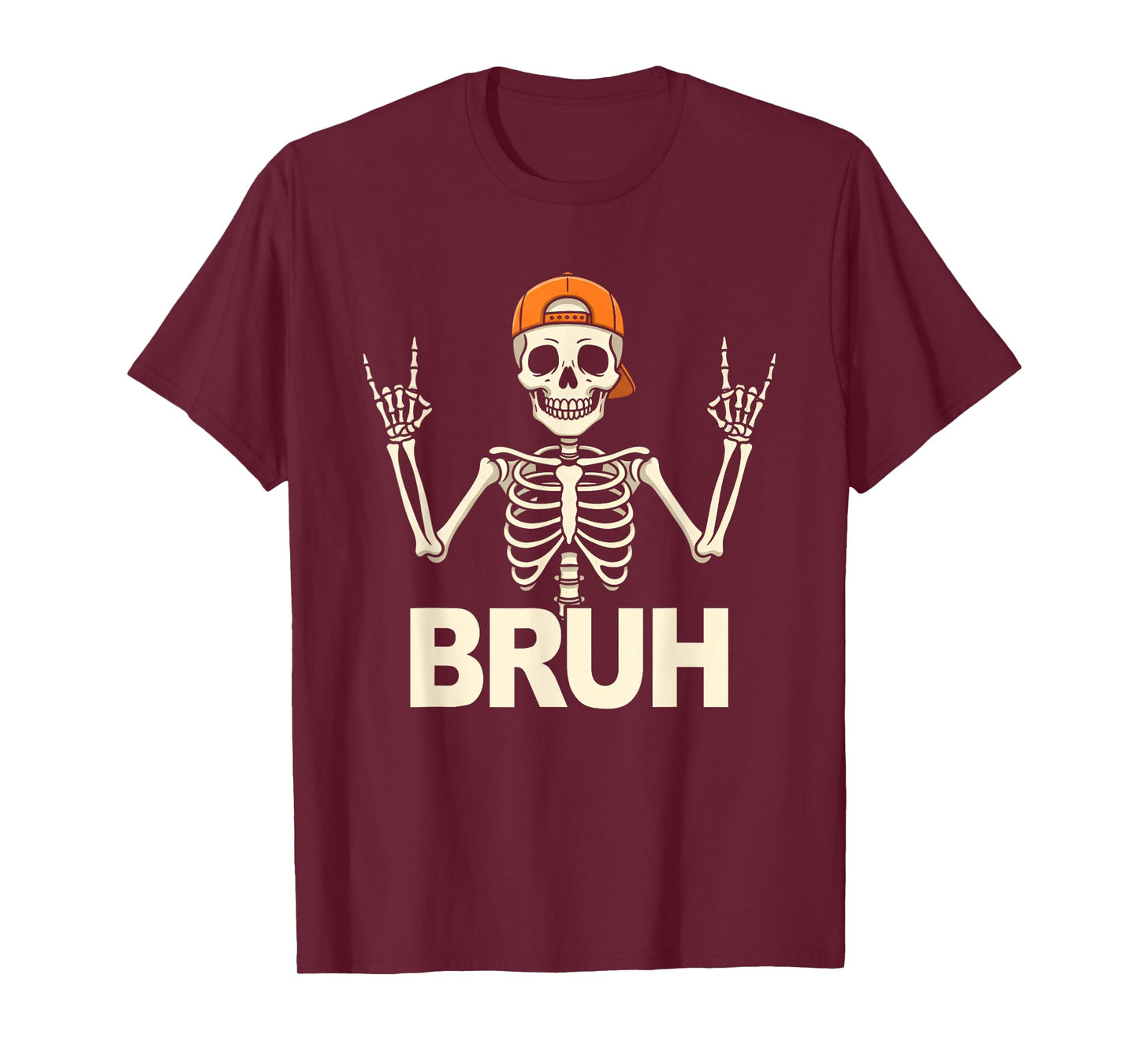 Halloween Bruh Skelton Rock Hand Funny Kids Boys Men Women T-Shirt